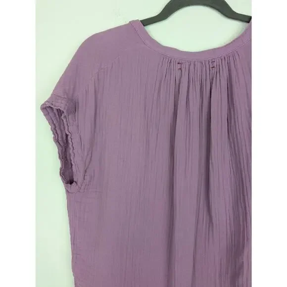 Xirena Top Gauzy Blouse Henley Boho Spring Summer Lightweight Purple Size XS - Picture 6 of 11